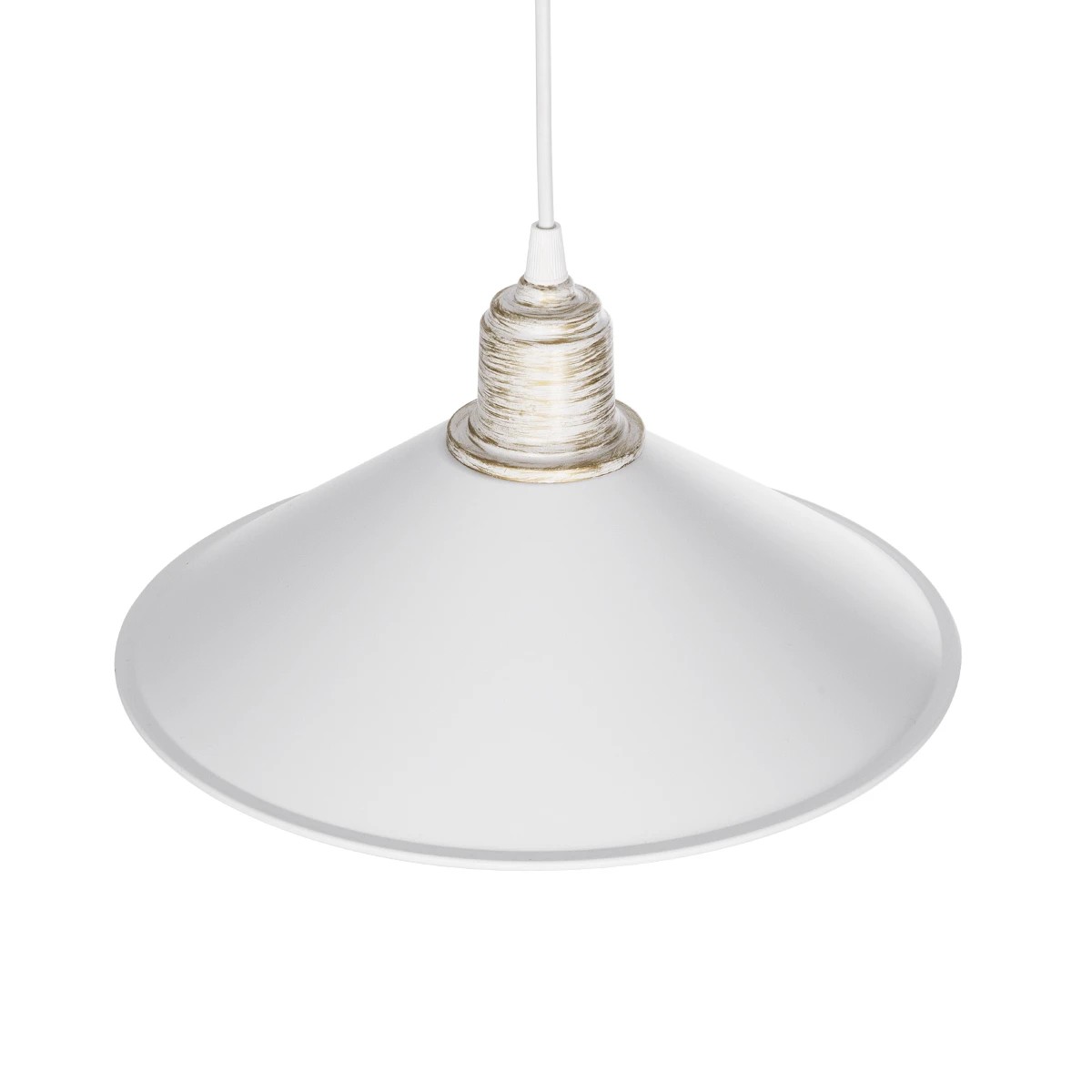 GloboStar® FERRO 203-0083 Μοντέρνο Κρεμαστό Φωτιστικό Καμπάνα Μονόφωτο 1 x E27 IP20 Λευκό & Χρυσό Πλαστικό - Μ30 x Π30 x Υ15cm - Image 6