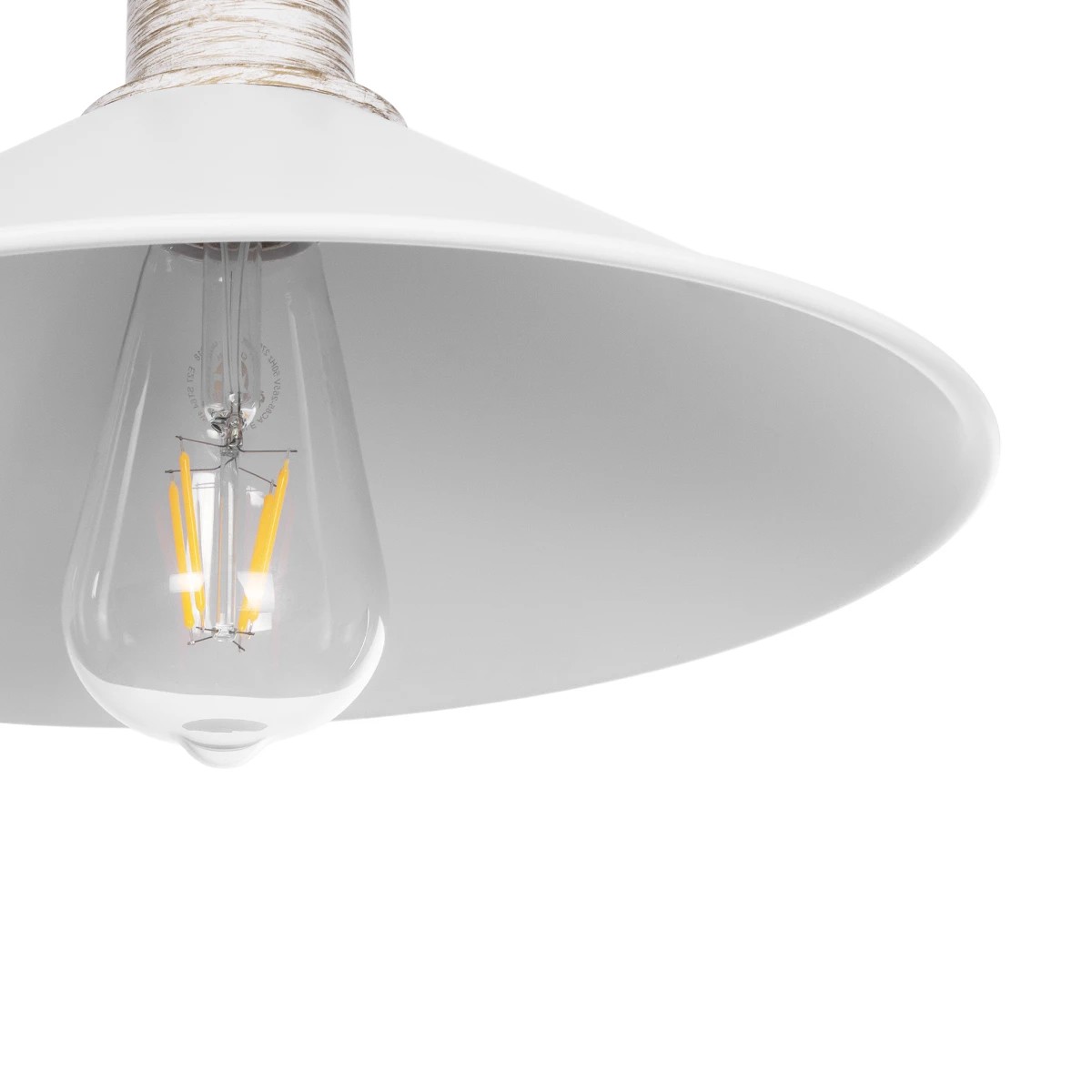 GloboStar® FERRO 203-0083 Μοντέρνο Κρεμαστό Φωτιστικό Καμπάνα Μονόφωτο 1 x E27 IP20 Λευκό & Χρυσό Πλαστικό - Μ30 x Π30 x Υ15cm - Image 7