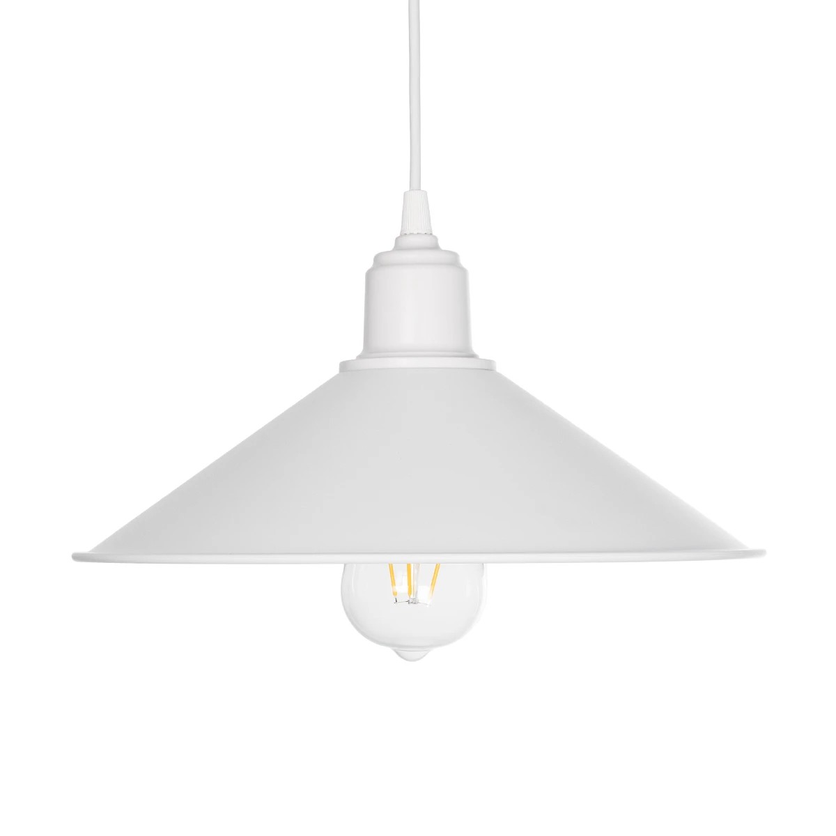 GloboStar® FERRO 203-0085 Μοντέρνο Κρεμαστό Φωτιστικό Καμπάνα Μονόφωτο 1 x E27 IP20 Λευκό Πλαστικό - Μ30 x Π30 x Υ15cm - Image 4