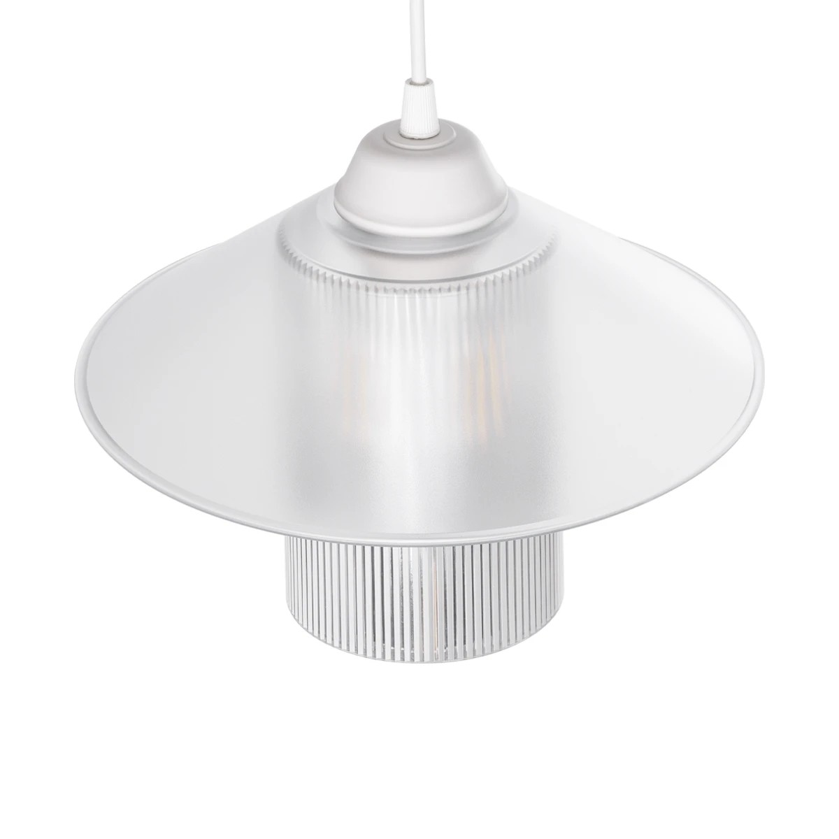 GloboStar® PROMO 203-0088 Μοντέρνο Κρεμαστό Φωτιστικό Καμπάνα Μονόφωτο 1 x E27 IP20 Λευκό Πλαστικό - Μ25.5 x Π25.5 x Υ20cm - Image 6