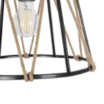 GloboStar® JUTE 203-0090 Μοντέρνο Κρεμαστό Φωτιστικό Σχοινί Μονόφωτο 1 x E27 IP20 Μαύρο Μεταλλό με Μπεζ Σχοινί - Μ30 x Π30 x Υ23cm - Image 7