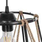 GloboStar® JUTE 203-0090 Μοντέρνο Κρεμαστό Φωτιστικό Σχοινί Μονόφωτο 1 x E27 IP20 Μαύρο Μεταλλό με Μπεζ Σχοινί - Μ30 x Π30 x Υ23cm - Image 8