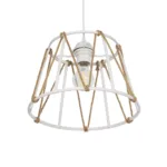 GloboStar® JUTE 203-0091 Μοντέρνο Κρεμαστό Φωτιστικό Σχοινί Μονόφωτο 1 x E27 IP20 Λευκό Μεταλλό με Μπεζ Σχοινί - Μ30 x Π30 x Υ23cm - Image 5