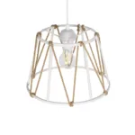 GloboStar® JUTE 203-0091 Μοντέρνο Κρεμαστό Φωτιστικό Σχοινί Μονόφωτο 1 x E27 IP20 Λευκό Μεταλλό με Μπεζ Σχοινί - Μ30 x Π30 x Υ23cm - Image 6