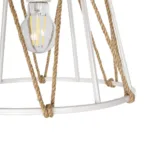GloboStar® JUTE 203-0091 Μοντέρνο Κρεμαστό Φωτιστικό Σχοινί Μονόφωτο 1 x E27 IP20 Λευκό Μεταλλό με Μπεζ Σχοινί - Μ30 x Π30 x Υ23cm - Image 7