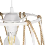 GloboStar® JUTE 203-0091 Μοντέρνο Κρεμαστό Φωτιστικό Σχοινί Μονόφωτο 1 x E27 IP20 Λευκό Μεταλλό με Μπεζ Σχοινί - Μ30 x Π30 x Υ23cm - Image 8