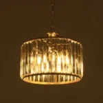 GloboStar® GLAMOROUS 203-0094 Κλασικό Κρεμαστό Φωτιστικό Κρύσταλλα Τρίφωτο 3 x E27 IP20 Χρυσό Μεταλλό με Διάφανο Κρύσταλλο - Μ28 x Π28 x Υ21.5cm - Image 2