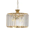 GloboStar® GLAMOROUS 203-0094 Κλασικό Κρεμαστό Φωτιστικό Κρύσταλλα Τρίφωτο 3 x E27 IP20 Χρυσό Μεταλλό με Διάφανο Κρύσταλλο - Μ28 x Π28 x Υ21.5cm - Image 4