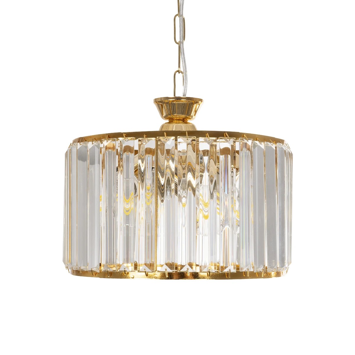 GloboStar® GLAMOROUS 203-0094 Κλασικό Κρεμαστό Φωτιστικό Κρύσταλλα Τρίφωτο 3 x E27 IP20 Χρυσό Μεταλλό με Διάφανο Κρύσταλλο - Μ28 x Π28 x Υ21.5cm - Image 4