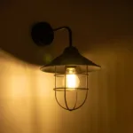 GloboStar® CAGE 203-0096 Vintage Επιτοίχιο Φωτιστικό Απλίκα Μονόφωτο 1 x E27 IP20 Μαύρο Μέταλλο - M22 x Π28 x Υ35cm - Image 2