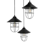 GloboStar® CAGE 203-0097 Vintage Κρεμαστό Φωτιστικό Καμπάνα Τρίφωτο 3 x E27 IP20 Μαύρο Μέταλλο - Μ30 x Π30 x Υ80cm - Image 6