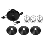 GloboStar® CAGE 203-0097 Vintage Κρεμαστό Φωτιστικό Καμπάνα Τρίφωτο 3 x E27 IP20 Μαύρο Μέταλλο - Μ30 x Π30 x Υ80cm - Image 9