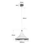 GloboStar® MARBLE 203-0098 Μοντέρνο Κρεμαστό Φωτιστικό Καμπάνα Μονόφωτο 1 x E27 IP20 Λεύκο & Χρυσό Πλαστικό - Μ30 x Π30 x Υ20cm - Image 10