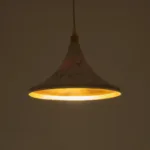 GloboStar® MARBLE 203-0098 Μοντέρνο Κρεμαστό Φωτιστικό Καμπάνα Μονόφωτο 1 x E27 IP20 Λεύκο & Χρυσό Πλαστικό - Μ30 x Π30 x Υ20cm - Image 2