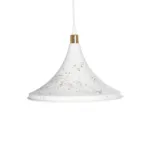 GloboStar® MARBLE 203-0098 Μοντέρνο Κρεμαστό Φωτιστικό Καμπάνα Μονόφωτο 1 x E27 IP20 Λεύκο & Χρυσό Πλαστικό - Μ30 x Π30 x Υ20cm - Image 4
