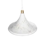 GloboStar® MARBLE 203-0098 Μοντέρνο Κρεμαστό Φωτιστικό Καμπάνα Μονόφωτο 1 x E27 IP20 Λεύκο & Χρυσό Πλαστικό - Μ30 x Π30 x Υ20cm - Image 6