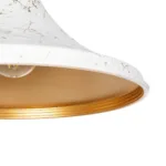 GloboStar® MARBLE 203-0098 Μοντέρνο Κρεμαστό Φωτιστικό Καμπάνα Μονόφωτο 1 x E27 IP20 Λεύκο & Χρυσό Πλαστικό - Μ30 x Π30 x Υ20cm - Image 7