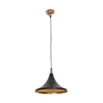 GloboStar® MARBLE 203-0099 Μοντέρνο Κρεμαστό Φωτιστικό Καμπάνα Μονόφωτο 1 x E27 IP20 Μαύρο & Χρυσό Πλαστικό - Μ30 x Π30 x Υ20cm - Image 3