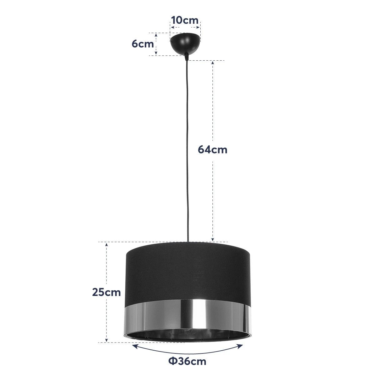 GloboStar® ZYKLUS 203-0101 Μοντέρνο Κρεμαστό Φωτιστικό Καπέλο Μονόφωτο 1 x E27 IP20 Μαύρο Ύφασμα με Καρυδί Ξύλο - Μ36 x Π36 x Υ25cm - Image 11