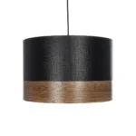 GloboStar® ZYKLUS 203-0101 Μοντέρνο Κρεμαστό Φωτιστικό Καπέλο Μονόφωτο 1 x E27 IP20 Μαύρο Ύφασμα με Καρυδί Ξύλο - Μ36 x Π36 x Υ25cm - Image 4