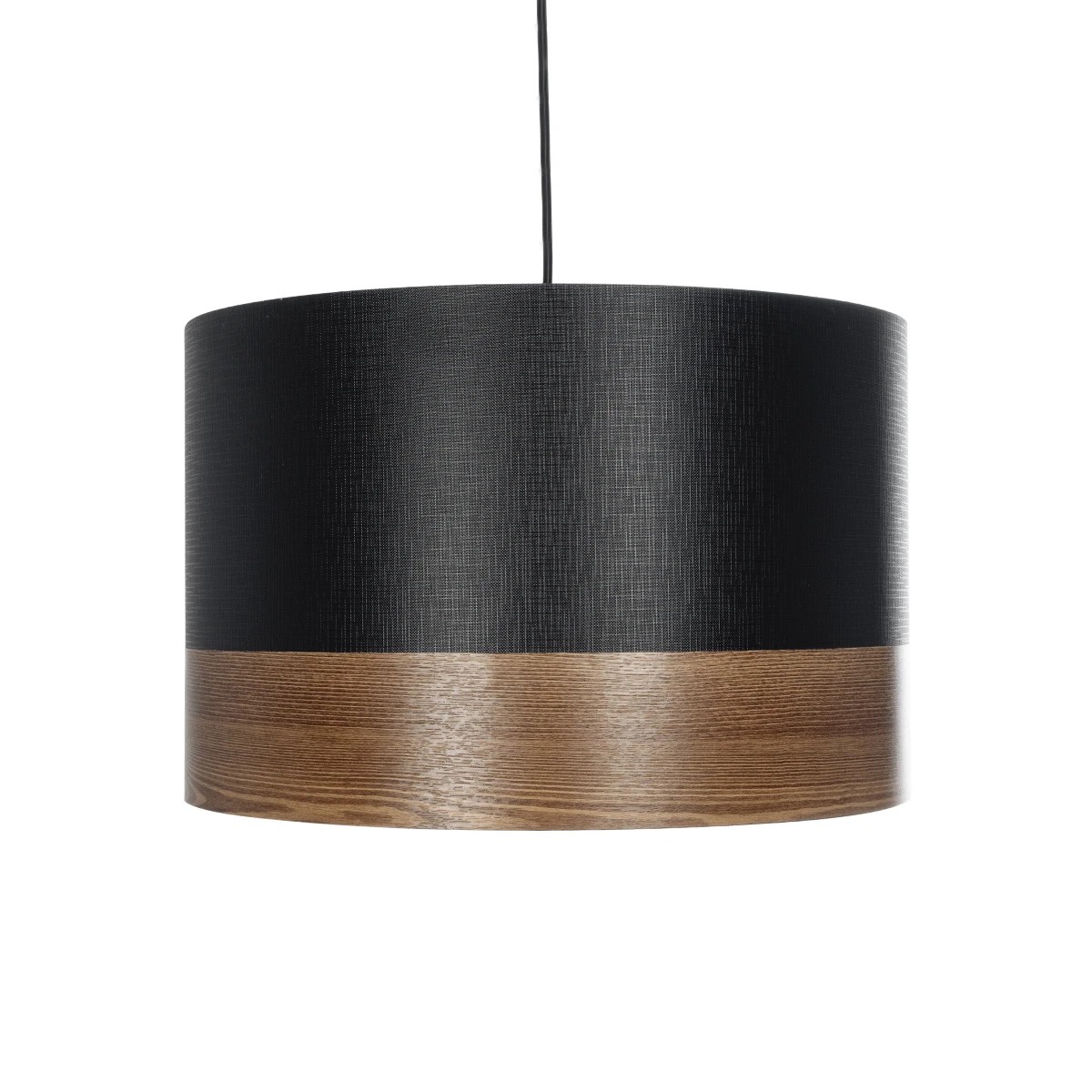 GloboStar® ZYKLUS 203-0101 Μοντέρνο Κρεμαστό Φωτιστικό Καπέλο Μονόφωτο 1 x E27 IP20 Μαύρο Ύφασμα με Καρυδί Ξύλο - Μ36 x Π36 x Υ25cm - Image 4