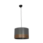 GloboStar® ZYKLUS 203-0102 Μοντέρνο Κρεμαστό Φωτιστικό Καπέλο Μονόφωτο 1 x E27 IP20 Γκρί & Καρυδί Ξύλο - Μ36 x Π36 x Υ25cm - Image 3