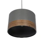 GloboStar® ZYKLUS 203-0102 Μοντέρνο Κρεμαστό Φωτιστικό Καπέλο Μονόφωτο 1 x E27 IP20 Γκρί & Καρυδί Ξύλο - Μ36 x Π36 x Υ25cm - Image 5