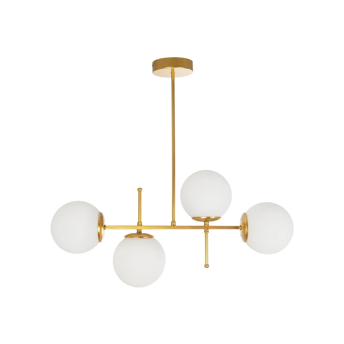 GloboStar® GLOBUS 203-0105 Μοντέρνο Φωτιστικό Οροφής Ράγα Πολύφωτο 4 x E27 IP20 Χρυσό Μέταλλο με Λευκό Γυαλί - Μ70 x Π15 x Υ34cm - Image 3