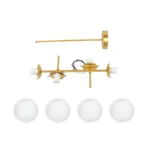 GloboStar® GLOBUS 203-0105 Μοντέρνο Φωτιστικό Οροφής Ράγα Πολύφωτο 4 x E27 IP20 Χρυσό Μέταλλο με Λευκό Γυαλί - Μ70 x Π15 x Υ34cm - Image 9