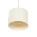 GloboStar® BLAZE 203-0106 Μοντέρνο Κρεμαστό Φωτιστικό Καπέλο Μονόφωτο 1 x E27 IP20 Μπεζ Ύφασμα - Μ22 x Π22 x Υ20cm - Image 5