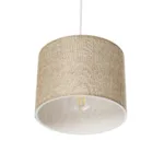 GloboStar® BLAZE 203-0107 Μοντέρνο Κρεμαστό Φωτιστικό Καπέλο Μονόφωτο 1 x E27 IP20 Μπεζ Ύφασμα - Μ22 x Π22 x Υ20cm - Image 5