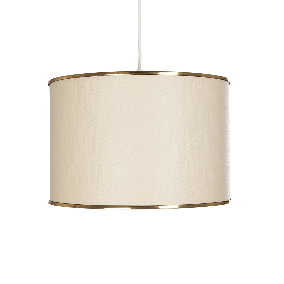 GloboStar® ELECTRA 203-0110 Μοντέρνο Κρεμαστό Φωτιστικό Καπέλο Μονόφωτο 1 x E27 IP20 Mπεζ Ύφασμα με Χρυσό Μέταλλο - Μ30 x Π30 x Υ23cm - Image 4