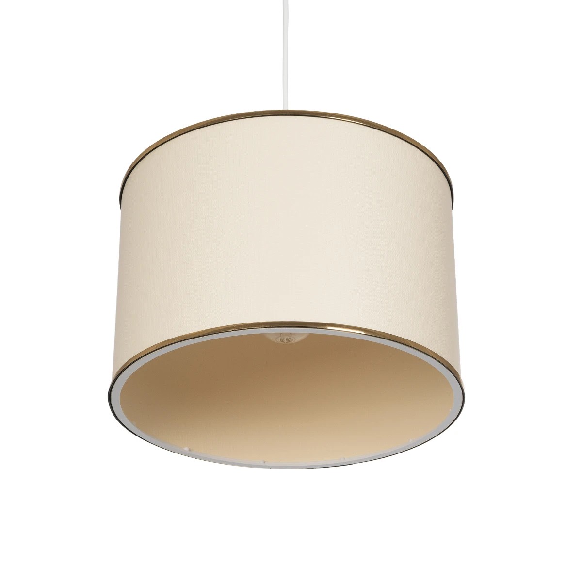 GloboStar® ELECTRA 203-0110 Μοντέρνο Κρεμαστό Φωτιστικό Καπέλο Μονόφωτο 1 x E27 IP20 Mπεζ Ύφασμα με Χρυσό Μέταλλο - Μ30 x Π30 x Υ23cm - Image 5