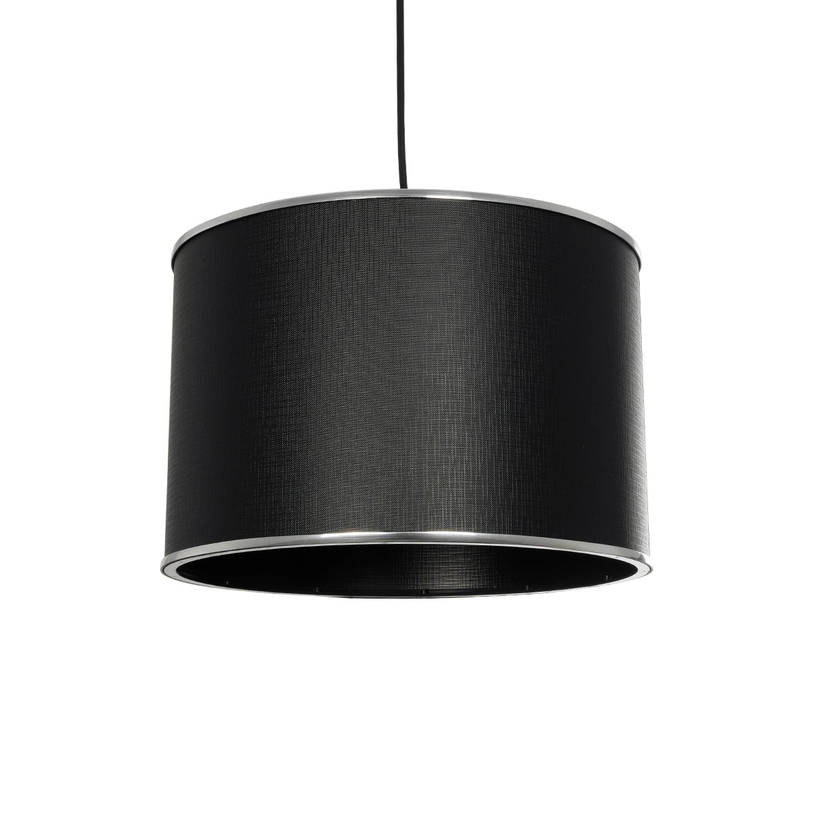 GloboStar® ELECTRA 203-0111 Μοντέρνο Κρεμαστό Φωτιστικό Καπέλο Μονόφωτο 1 x E27 IP20 Mαύρο Ύφασμα με Ασημί Μέταλλο - Μ30 x Π30 x Υ23cm