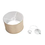 GloboStar® ELECTRA 203-0112 Μοντέρνο Κρεμαστό Φωτιστικό Καπέλο Μονόφωτο 1 x E27 IP20 Mπεζ Ύφασμα με Χρυσό Μέταλλο - Μ30 x Π30 x Υ23cm - Image 10