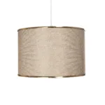 GloboStar® ELECTRA 203-0112 Μοντέρνο Κρεμαστό Φωτιστικό Καπέλο Μονόφωτο 1 x E27 IP20 Mπεζ Ύφασμα με Χρυσό Μέταλλο - Μ30 x Π30 x Υ23cm - Image 4