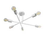 GloboStar® SPIDI 203-0113 Μοντέρνο Φωτιστικό Οροφής Πλέγμα Πολύφωτο 6 x E27 IP20 Λευκό Μέταλλο - Μ61 x Π61 x Υ37cm - Image 4