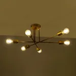 GloboStar® SPIDI 203-0114 Μοντέρνο Φωτιστικό Οροφής Πλέγμα Πολύφωτο 6 x E27 IP20 Ροζ Χρυσό Μέταλλο - Μ61 x Π61 x Υ37cm - Image 2