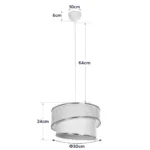 GloboStar® SONIA 203-0115 Μοντέρνο Κρεμαστό Φωτιστικό Καπέλο Μονόφωτο 1 x E27 IP20 Λευκό Ύφασμα με Ασημί Λεπτομέρεια -Μ30 x Π30 x Υ90 cm - Image 10