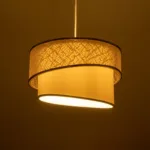 GloboStar® SONIA 203-0115 Μοντέρνο Κρεμαστό Φωτιστικό Καπέλο Μονόφωτο 1 x E27 IP20 Λευκό Ύφασμα με Ασημί Λεπτομέρεια -Μ30 x Π30 x Υ90 cm - Image 2