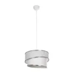 GloboStar® SONIA 203-0115 Μοντέρνο Κρεμαστό Φωτιστικό Καπέλο Μονόφωτο 1 x E27 IP20 Λευκό Ύφασμα με Ασημί Λεπτομέρεια -Μ30 x Π30 x Υ90 cm - Image 3