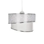 GloboStar® SONIA 203-0115 Μοντέρνο Κρεμαστό Φωτιστικό Καπέλο Μονόφωτο 1 x E27 IP20 Λευκό Ύφασμα με Ασημί Λεπτομέρεια -Μ30 x Π30 x Υ90 cm - Image 4