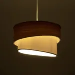 GloboStar® SONIA 203-0119 Μοντέρνο Κρεμαστό Φωτιστικό Καπέλο Μονόφωτο 1 x E27 IP20 Καφέ & Μπεζ Ύφασμα με Χρυσή Λεπτομέρεια - Μ30 x Π30 x Υ90 cm - Image 2