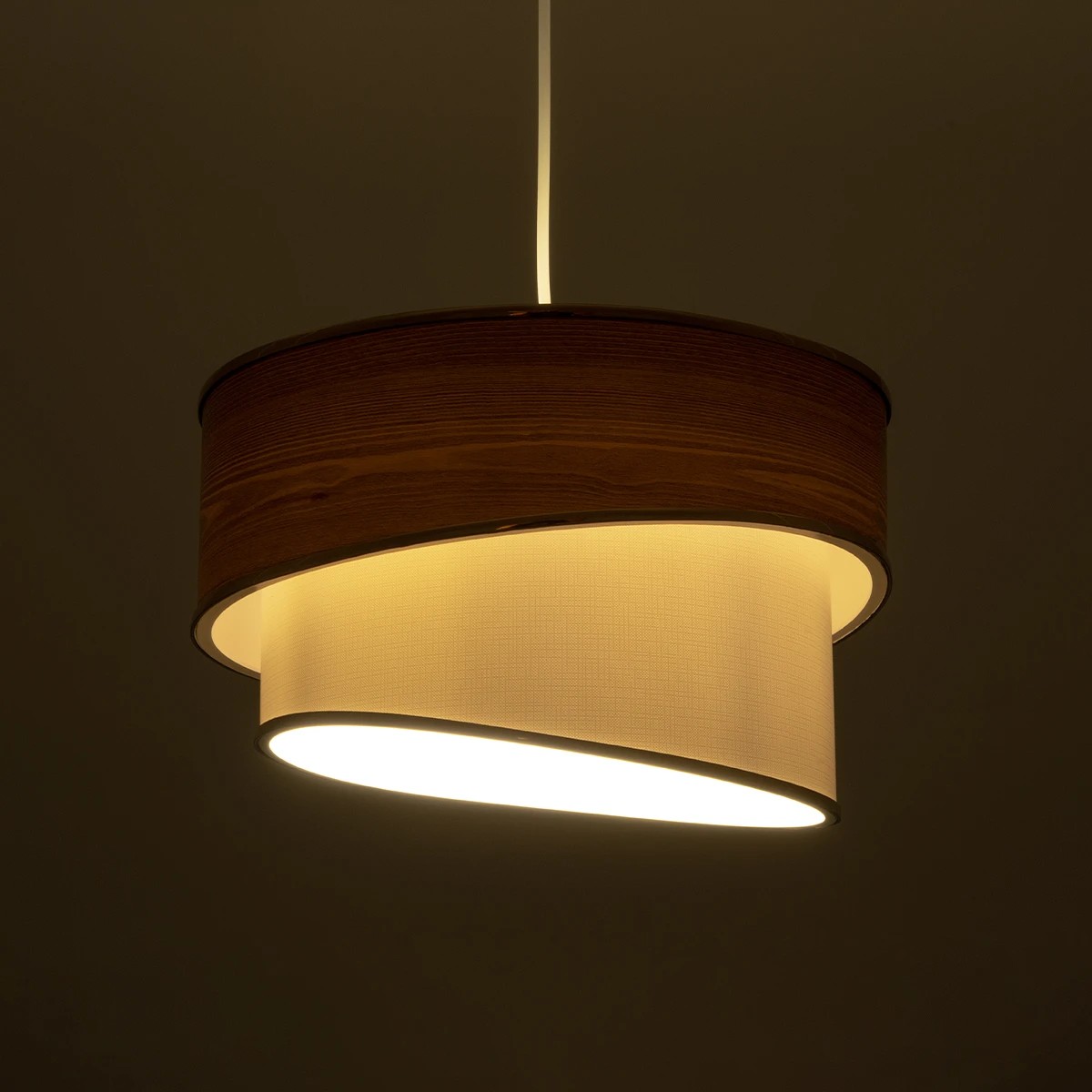 GloboStar® SONIA 203-0119 Μοντέρνο Κρεμαστό Φωτιστικό Καπέλο Μονόφωτο 1 x E27 IP20 Καφέ & Μπεζ Ύφασμα με Χρυσή Λεπτομέρεια - Μ30 x Π30 x Υ90 cm - Image 2