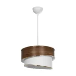 GloboStar® SONIA 203-0119 Μοντέρνο Κρεμαστό Φωτιστικό Καπέλο Μονόφωτο 1 x E27 IP20 Καφέ & Μπεζ Ύφασμα με Χρυσή Λεπτομέρεια - Μ30 x Π30 x Υ90 cm - Image 3