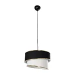 GloboStar® SONIA 203-0120 Μοντέρνο Κρεμαστό Φωτιστικό Καπέλο Μονόφωτο 1 x E27 IP20 Μαύρο & Μπεζ Ύφασμα με Χρυσή Λεπτομέρεια - Μ30 x Π30 x Υ90 cm - Image 3