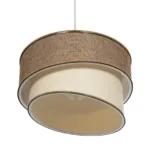 GloboStar® SONIA 203-0121 Μοντέρνο Κρεμαστό Φωτιστικό Καπέλο Μονόφωτο 1 x E27 IP20 Σκούρο Μπεζ & Μπεζ Ύφασμα με Χρυσή Λεπτομέρεια - Μ30 x Π30 x Υ90 cm - Image 5