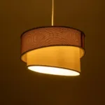 GloboStar® SONIA 203-0122 Μοντέρνο Κρεμαστό Φωτιστικό Καπέλο Μονόφωτο 1 x E27 IP20 Ροζ & Λευκό Ύφασμα με Ασημί Λεπτομέρεια - Μ30 x Π30 x Υ90 cm - Image 2