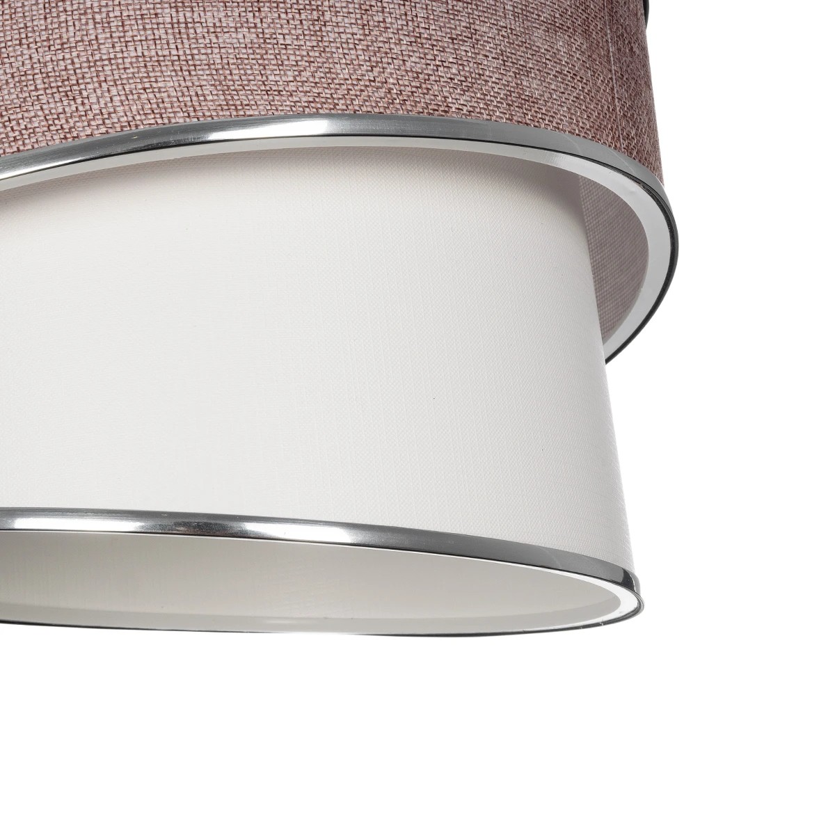 GloboStar® SONIA 203-0122 Μοντέρνο Κρεμαστό Φωτιστικό Καπέλο Μονόφωτο 1 x E27 IP20 Ροζ & Λευκό Ύφασμα με Ασημί Λεπτομέρεια - Μ30 x Π30 x Υ90 cm - Image 7