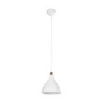 GloboStar® RADE 203-0125 Μοντέρνο Κρεμαστό Φωτιστικό Καμπάνα Μονόφωτο 1 x E27 IP20 Λευκό με Χρυσό Πλαστικό - Μ17.5 x Π17.5 x Υ56cm - Image 3